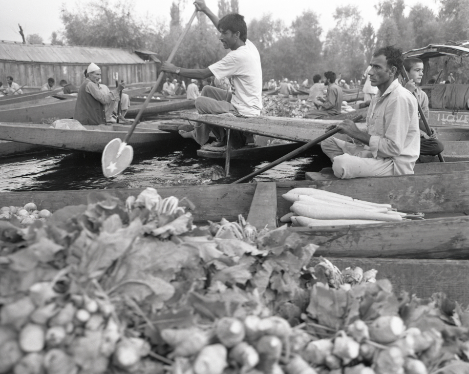 market on the dal lake, kashmir 1994