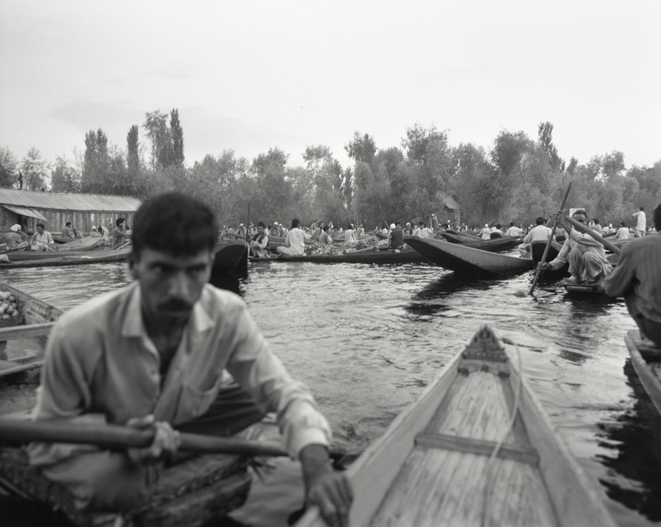market on the dal lake, kashmir 1994