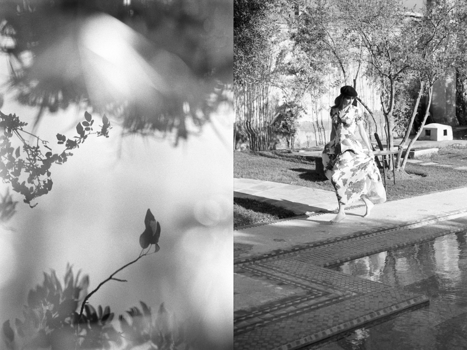 Lina running by the pool in Marrakech