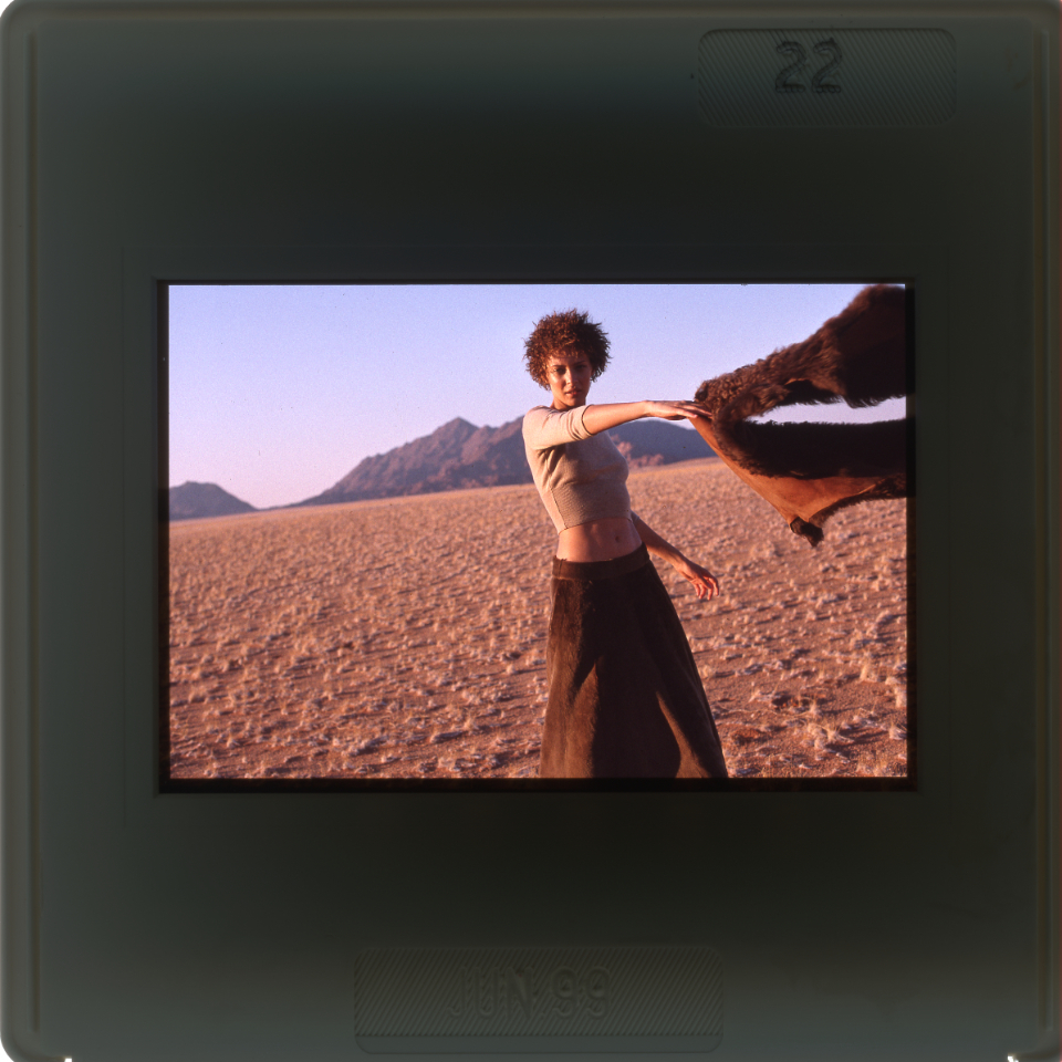 Model Chrystele shot on Kodachrome film for Red Magazine in Namibia in 1999
