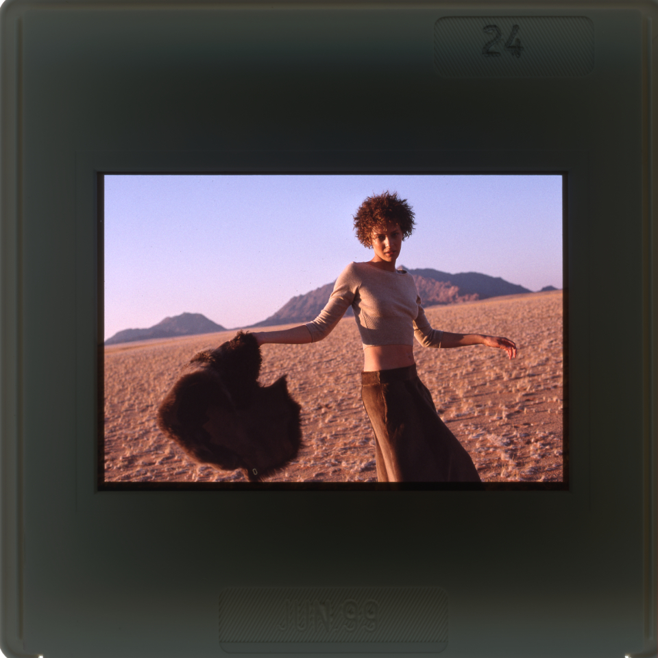 Model Chrystele shot on Kodachrome film for Red Magazine in Namibia in 1999