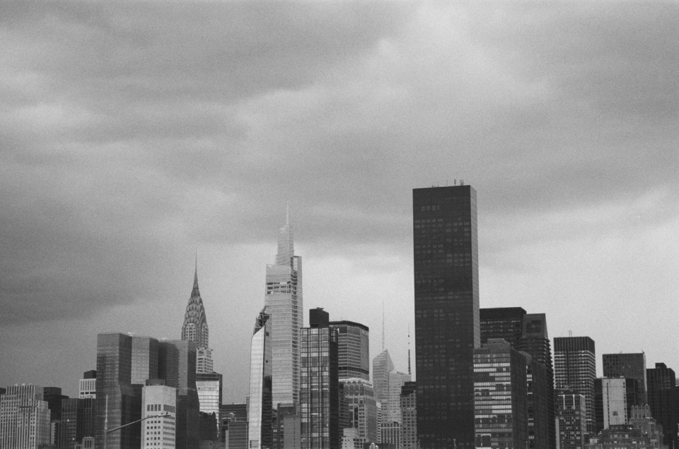 clouds over midtown newyork from the east river